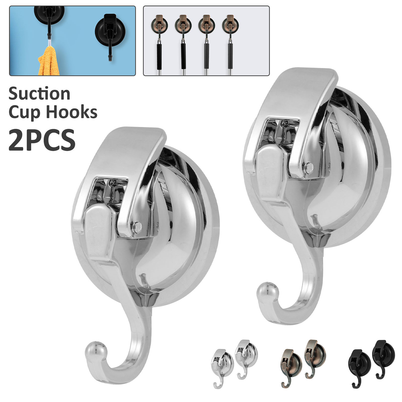 Ceramic Tile Floor - 2Pcs Suction Cup Hook 15LB Heavy