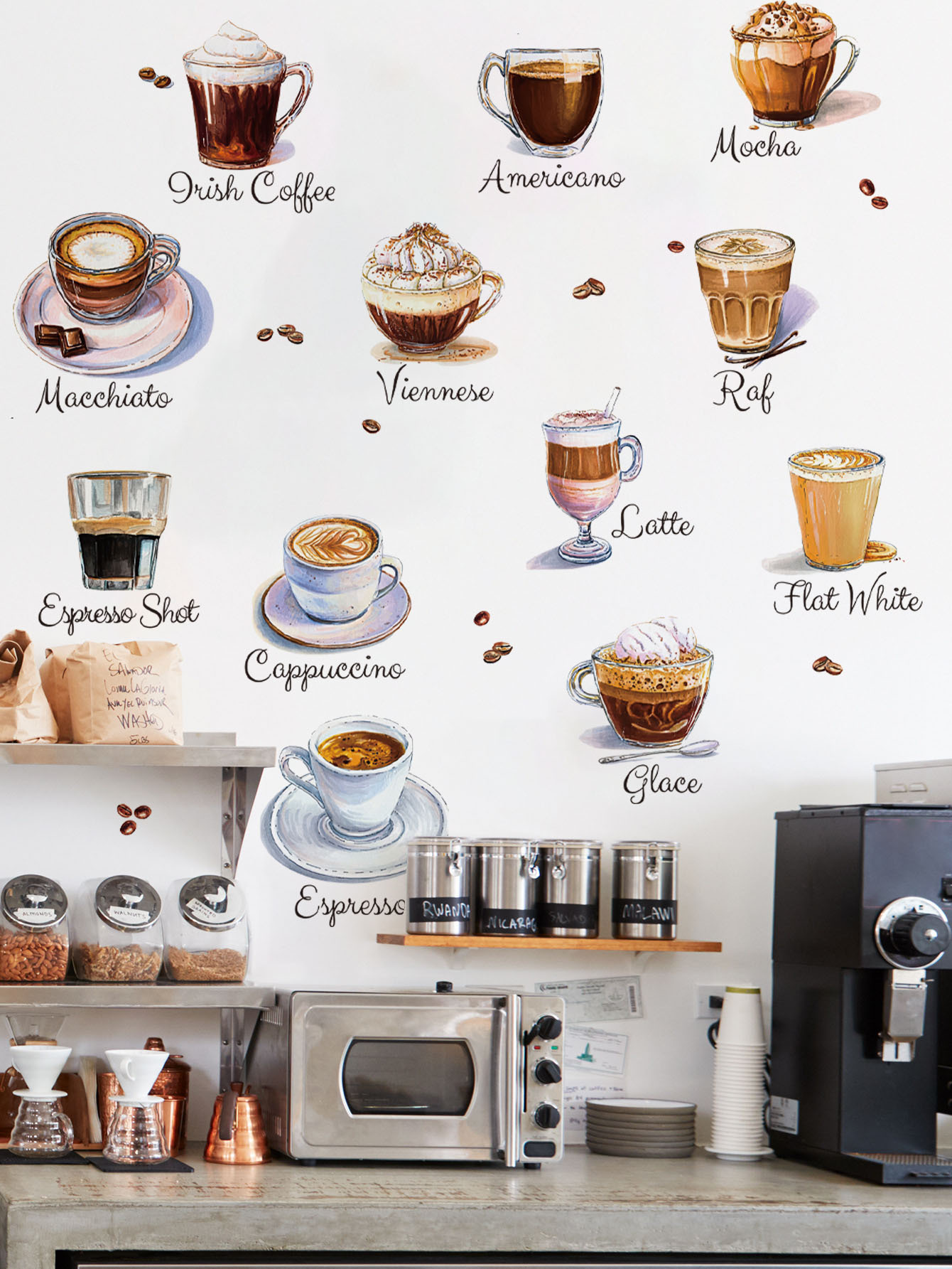 Coffee Cup Wall Stickers Self  - Pvc Panel Background recension och pris